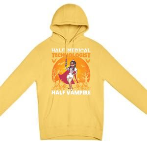 Halloween Half Medical Technologist Half Vampire Nurse Great Gift Premium Pullover Hoodie