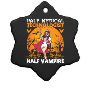 Halloween Half Medical Technologist Half Vampire Nurse Great Gift Ceramic Star Ornament