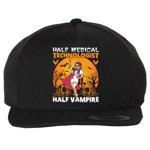 Halloween Half Medical Technologist Half Vampire Nurse Great Gift Wool Snapback Cap