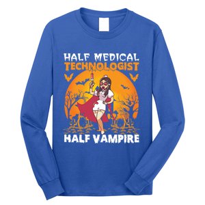 Halloween Half Medical Technologist Half Vampire Nurse Great Gift Long Sleeve Shirt