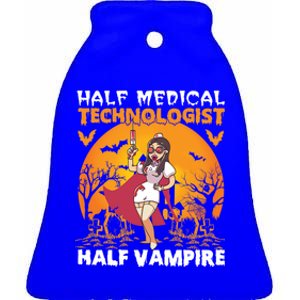 Halloween Half Medical Technologist Half Vampire Nurse Great Gift Ceramic Bell Ornament