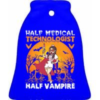 Halloween Half Medical Technologist Half Vampire Nurse Great Gift Ceramic Bell Ornament