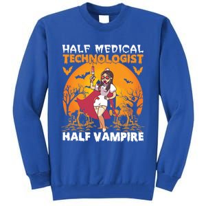 Halloween Half Medical Technologist Half Vampire Nurse Great Gift Tall Sweatshirt