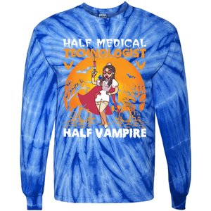 Halloween Half Medical Technologist Half Vampire Nurse Great Gift Tie-Dye Long Sleeve Shirt