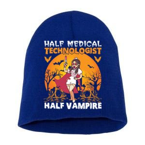 Halloween Half Medical Technologist Half Vampire Nurse Great Gift Short Acrylic Beanie