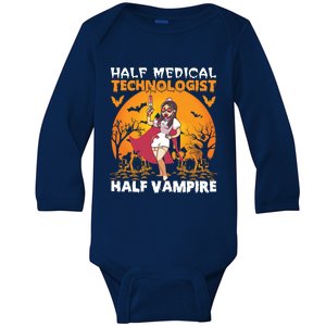 Halloween Half Medical Technologist Half Vampire Nurse Great Gift Baby Long Sleeve Bodysuit