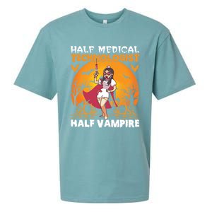 Halloween Half Medical Technologist Half Vampire Nurse Great Gift Sueded Cloud Jersey T-Shirt