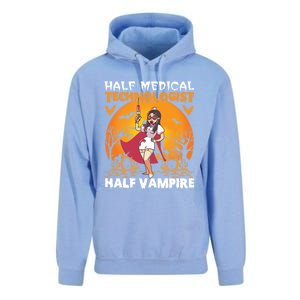 Halloween Half Medical Technologist Half Vampire Nurse Great Gift Unisex Surf Hoodie