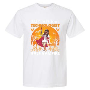 Halloween Half Medical Technologist Half Vampire Nurse Great Gift Garment-Dyed Heavyweight T-Shirt