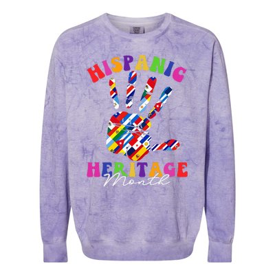 Hispanic Heritage Month All Countries Heart Hands Colorblast Crewneck Sweatshirt