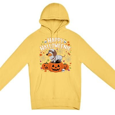 Happy Halloween Mummy Dachshund Pet Owner Holiday Wiener Dog Premium Pullover Hoodie