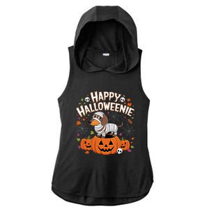 Happy Halloween Mummy Dachshund Pet Owner Holiday Wiener Dog Ladies PosiCharge Tri-Blend Wicking Draft Hoodie Tank