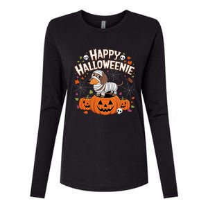 Happy Halloween Mummy Dachshund Pet Owner Holiday Wiener Dog Womens Cotton Relaxed Long Sleeve T-Shirt