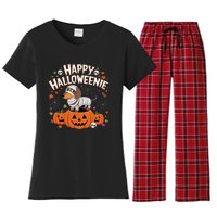 Happy Halloween Mummy Dachshund Pet Owner Holiday Wiener Dog Women's Flannel Pajama Set