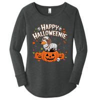 Happy Halloween Mummy Dachshund Pet Owner Holiday Wiener Dog Women's Perfect Tri Tunic Long Sleeve Shirt