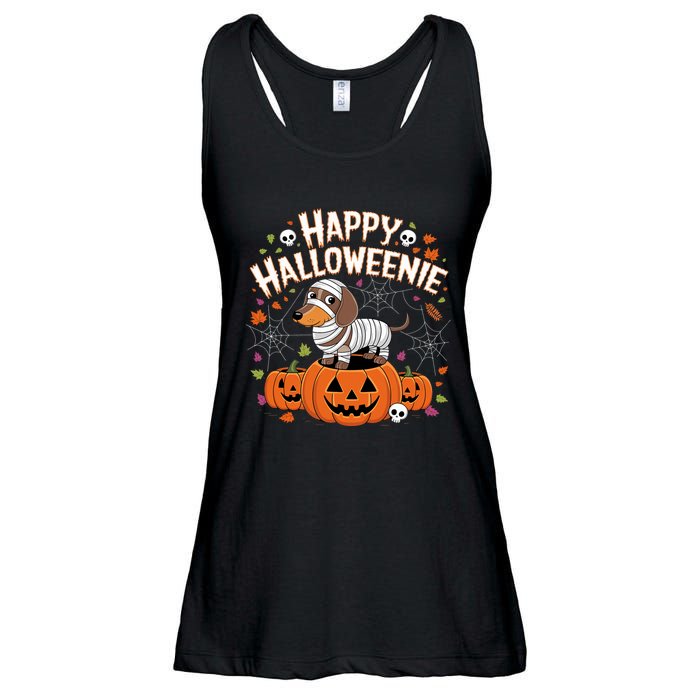 Happy Halloween Mummy Dachshund Pet Owner Holiday Wiener Dog Ladies Essential Flowy Tank