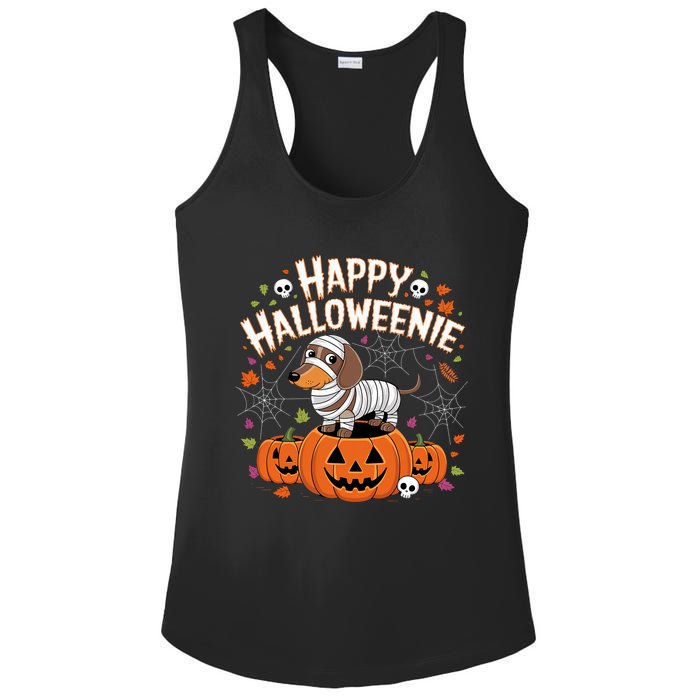 Happy Halloween Mummy Dachshund Pet Owner Holiday Wiener Dog Ladies PosiCharge Competitor Racerback Tank