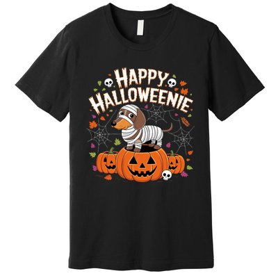 Happy Halloween Mummy Dachshund Pet Owner Holiday Wiener Dog Premium T-Shirt