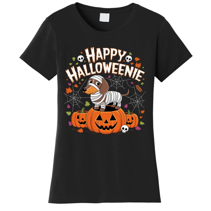 Happy Halloween Mummy Dachshund Pet Owner Holiday Wiener Dog Women's T-Shirt