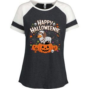 Happy Halloween Mummy Dachshund Pet Owner Holiday Wiener Dog Enza Ladies Jersey Colorblock Tee