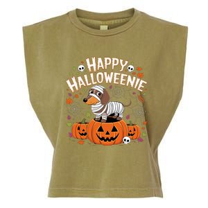 Happy Halloween Mummy Dachshund Pet Owner Holiday Wiener Dog Garment-Dyed Women's Muscle Tee