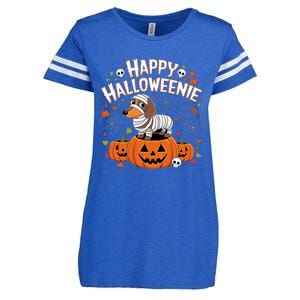 Happy Halloween Mummy Dachshund Pet Owner Holiday Wiener Dog Enza Ladies Jersey Football T-Shirt