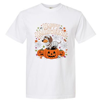 Happy Halloween Mummy Dachshund Pet Owner Holiday Wiener Dog Garment-Dyed Heavyweight T-Shirt