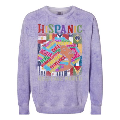 Hispanic Heritage Month Latina Girls Latino Countries Flags Colorblast Crewneck Sweatshirt