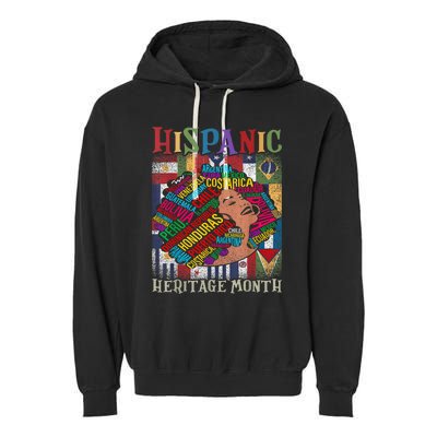 Hispanic Heritage Month Latina Girls Latino Countries Flags Garment-Dyed Fleece Hoodie