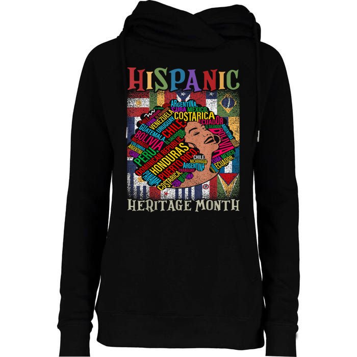 Hispanic Heritage Month Latina Girls Latino Countries Flags Womens Funnel Neck Pullover Hood