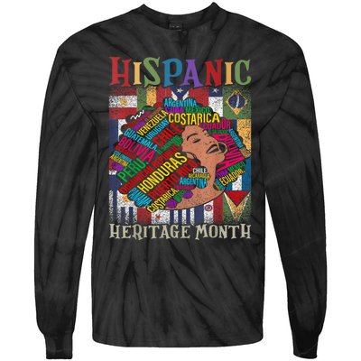 Hispanic Heritage Month Latina Girls Latino Countries Flags Tie-Dye Long Sleeve Shirt