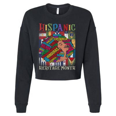 Hispanic Heritage Month Latina Girls Latino Countries Flags Cropped Pullover Crew