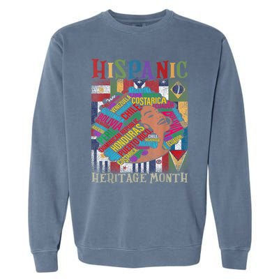 Hispanic Heritage Month Latina Girls Latino Countries Flags Garment-Dyed Sweatshirt