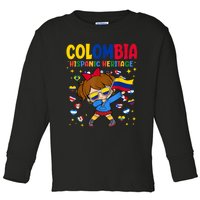 Hispanic Heritage Month Colombia Flag Colombian Toddler Long Sleeve Shirt