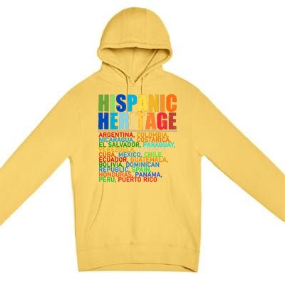 Hispanic Heritage Month National Latino Countries Names Premium Pullover Hoodie