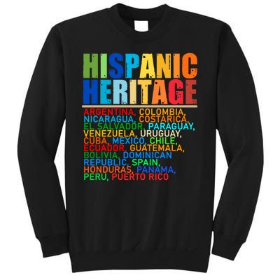 Hispanic Heritage Month National Latino Countries Names Sweatshirt