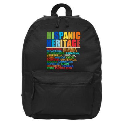 Hispanic Heritage Month National Latino Countries Names 16 in Basic Backpack