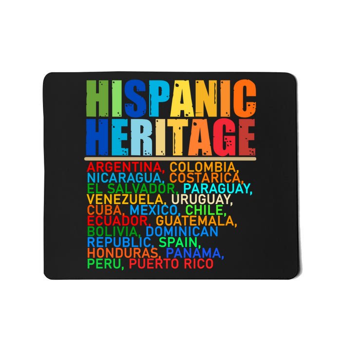 Hispanic Heritage Month National Latino Countries Names Mousepad