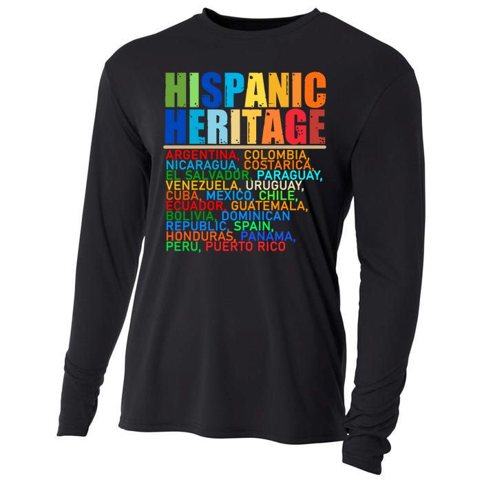 Hispanic Heritage Month National Latino Countries Names Cooling Performance Long Sleeve Crew