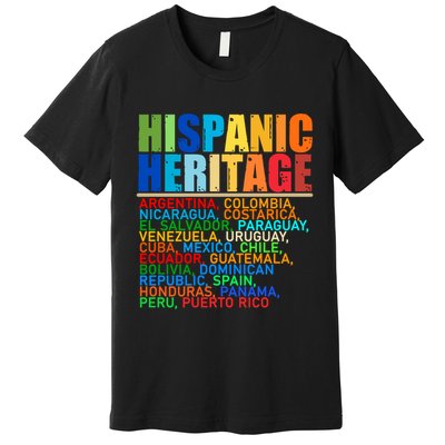 Hispanic Heritage Month National Latino Countries Names Premium T-Shirt
