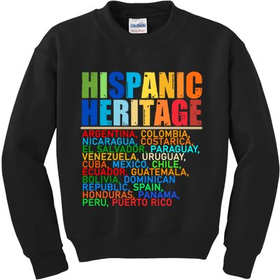 Hispanic Heritage Month National Latino Countries Names Kids Sweatshirt