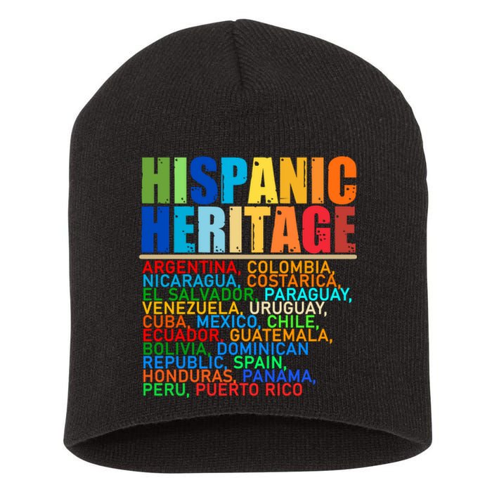 Hispanic Heritage Month National Latino Countries Names Short Acrylic Beanie