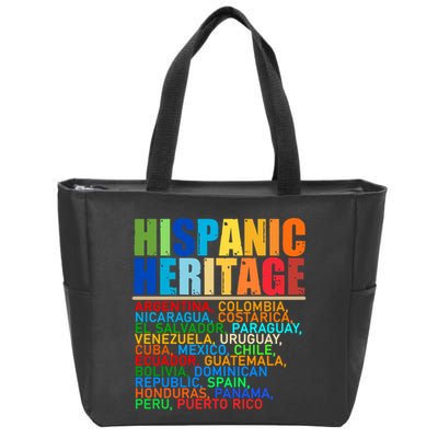 Hispanic Heritage Month National Latino Countries Names Zip Tote Bag