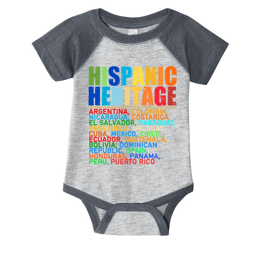 Hispanic Heritage Month National Latino Countries Names Infant Baby Jersey Bodysuit