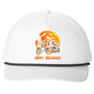 Happy Halloween Monster Truck Dabbing Skeleton Costume Cute Gift Snapback Five-Panel Rope Hat