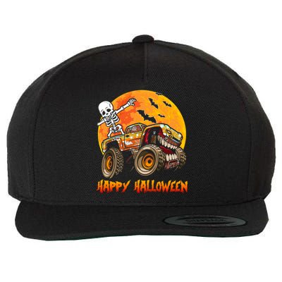 Happy Halloween Monster Truck Dabbing Skeleton Costume Cute Gift Wool Snapback Cap