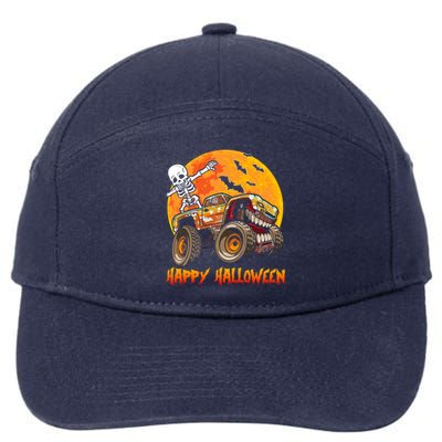 Happy Halloween Monster Truck Dabbing Skeleton Costume Cute Gift 7-Panel Snapback Hat