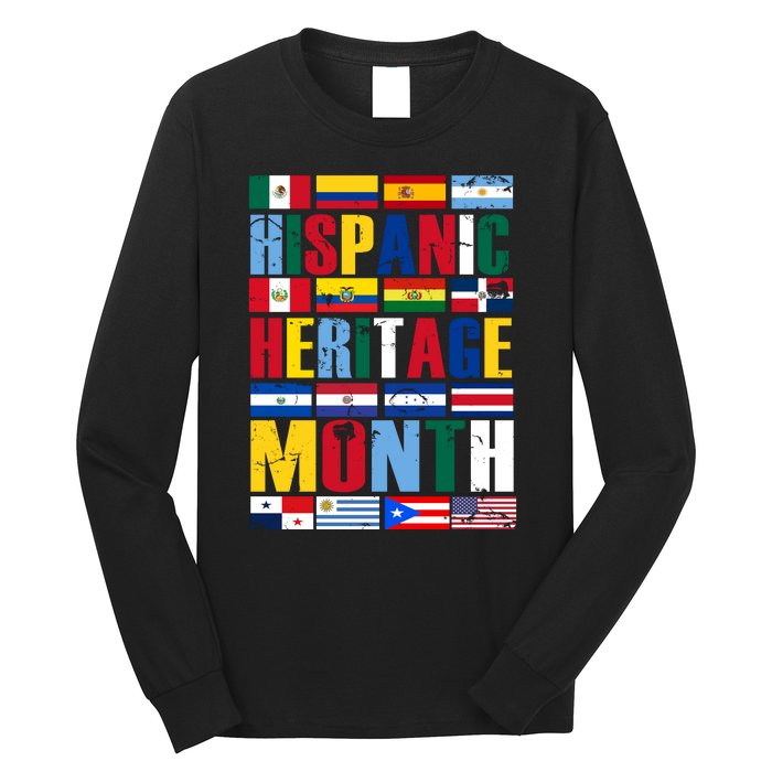 Hispanic Heritage Month Country Flags Long Sleeve Shirt