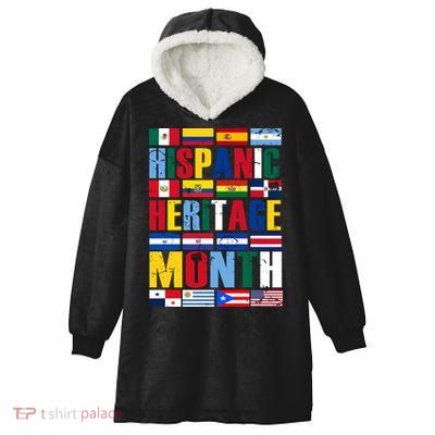 Hispanic Heritage Month Country Flags Hooded Wearable Blanket