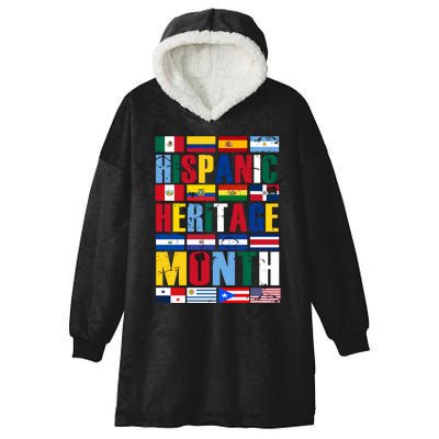 Hispanic Heritage Month Country Flags Hooded Wearable Blanket